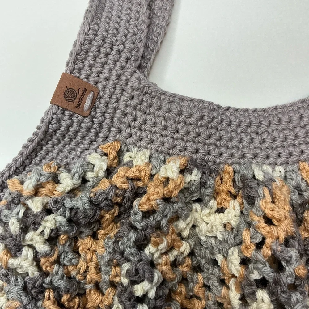 Large Crochet Mesh Market Bag Cotton and Acrylic Handcrafted‎ Handmade Reusable